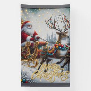 Klassischer Weihnachtsmann und Rentiere Banner