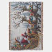 Klassischer Weihnachtsmann und Rentiere Decke (Vorderseite Vertikal)