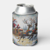Klassischer Weihnachtsmann und Rentiere Dosenkühler (Kanne Vorderseite)
