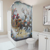 Klassischer Weihnachtsmann und Rentiere Duschvorhang (Beispiel)