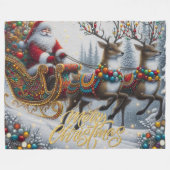 Klassischer Weihnachtsmann und Rentiere Fleecedecke (Vorderseite (Horizontal))