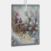 Klassischer Weihnachtsmann und Rentiere Ornament Aus Glas (Vorderseite Rechts)