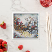 Klassischer Weihnachtsmann und Rentiere Serviette (Beispiel)