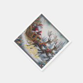 Klassischer Weihnachtsmann und Rentiere Serviette (Ecke)