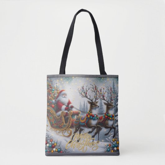 Klassischer Weihnachtsmann und Rentiere Tasche (Vorderseite)
