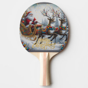 Klassischer Weihnachtsmann und Rentiere Tischtennis Schläger