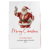 Klassischer Weihnachtsmann Wasserfarben Moderne Ho Mittlere Geschenktüte (Vorderseite)