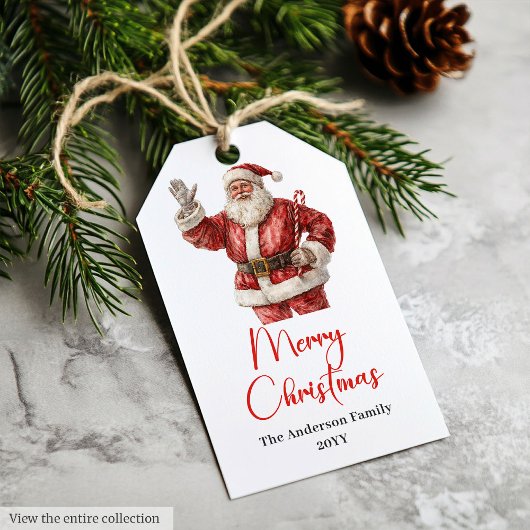 Klassischer Weihnachtsmann-Wasserfarben- moderner Geschenkanhänger