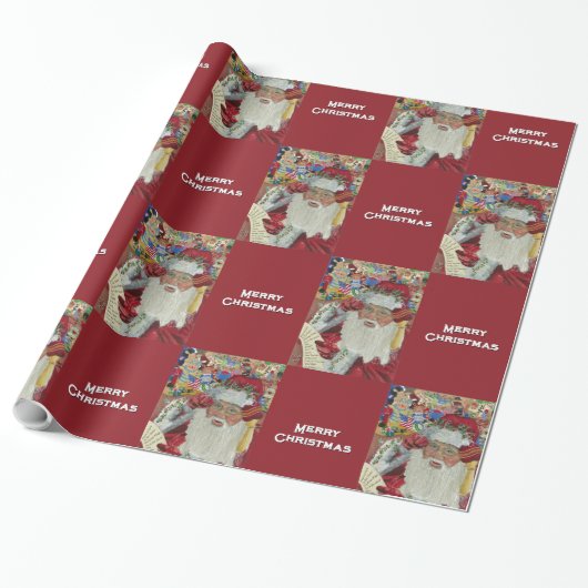 Klassischer Weihnachtsmann - Zweimal frohe Weihnac Geschenkpapier (Ungerollt)