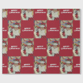 Klassischer Weihnachtsmann - Zweimal Urlaub Burgun Geschenkpapier (Flach)