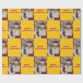 Klassischer Weihnachtsmann - Zweimal Urlaub Gold Geschenkpapier