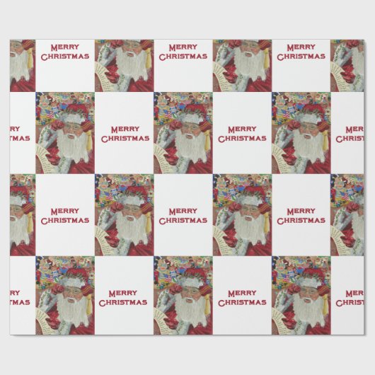 Klassischer Weihnachtsmann - Zweimal Urlaub in Wei Geschenkpapier (Flach)