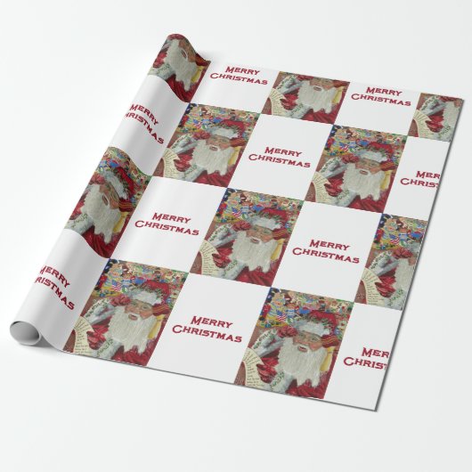 Klassischer Weihnachtsmann - Zweimal Urlaub in Wei Geschenkpapier (Ungerollt)