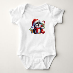 Klassischer Weihnachtspenguin Baby Strampler