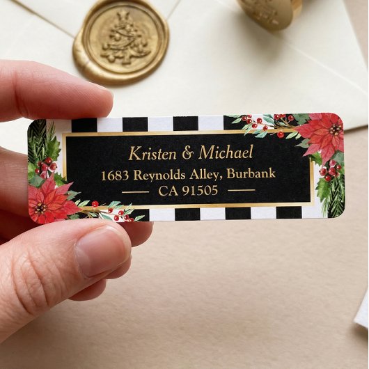 Klassischer Weihnachtspoinsettia Blumengoldrahmen