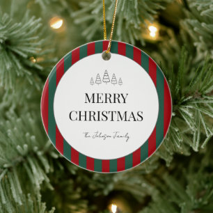 Klassischer Weihnachtsrund mit Streifen Keramik Ornament