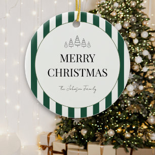 Klassischer Weihnachtsrundschmuck mit Streifen Keramik Ornament