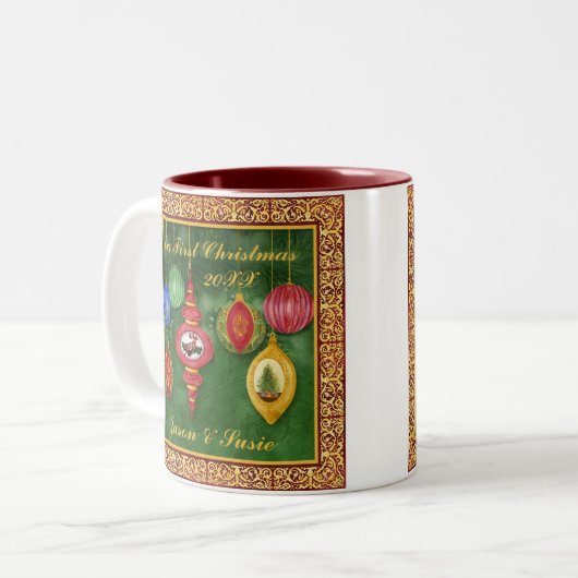 Klassischer Weihnachtsschmuck 1. Weihnachtsfeier T Zweifarbige Tasse (Vorderseite Links)