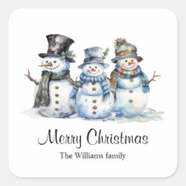 Klassischer Weihnachtsschneemann Quadratischer Aufkleber