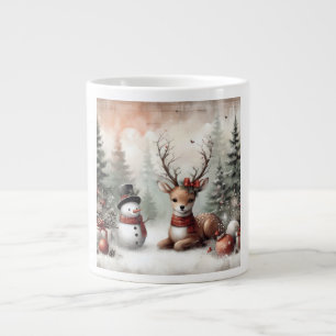 Klassischer Weihnachtswald mit Hirsch und Schneema Jumbo-Tasse