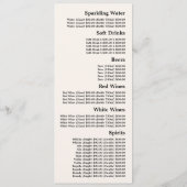 Klassischer Wein & Trauben, Restaurant Slimline Menükarte (Rückseite)