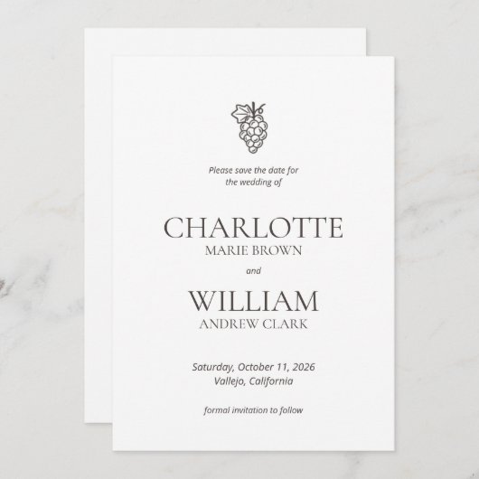 Klassischer Weinkeller Napa Italien Hochzeit in Ur Save The Date (Vorne/Hinten)