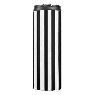 Klassischer weiß-schwarz gestreifter moderner Ther Thermosbecher