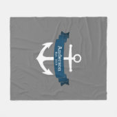Klassischer weißer Anker und blaues Band der Marin Fleecedecke (Vorderseite (Horizontal))
