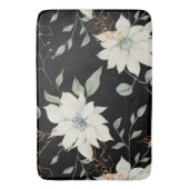Klassischer weißer blumenweißer botanischer Schwar Badematte (Vorderseite Vertikal)