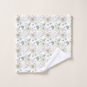 Klassischer weißer, blumenweißer Hintergrund Badhandtuch Set (Waschlappen)