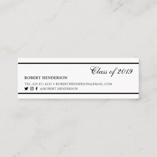 Klassischer, weißer, eleganter Insert-Card-Abschlu Telefonnummerkarte (Rückseite)