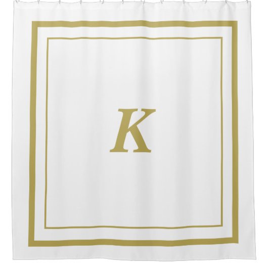 Klassischer weißer Monogram-Duschvorhang Duschvorhang (Vorderseite)
