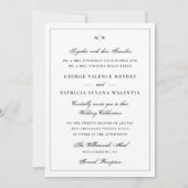 Klassischer Weißer Monogramm-QR-Code zur Hochzeit Einladung (Vorderseite)