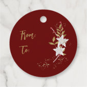 Klassischer Weißer Poinsettia und Berries Sparkle Geschenkanhänger (Rückseite)