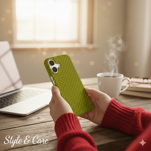 Klassischer weißer Punkte-Olivgrüner Schutz Case-Mate iPhone Hülle