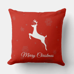 Klassischer Weißer Rentier und Frohe Weihnachten A Kissen