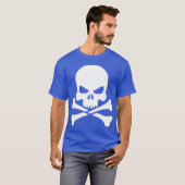 Klassischer weißer Schädel und Kreuzknochen T-Shirt (Vorne ganz)
