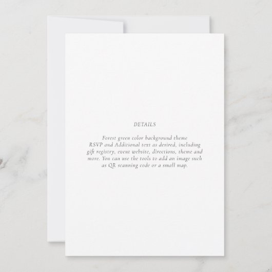 Klassischer weißer Text nur Hochzeit oder sonstige Einladung (Rückseite)