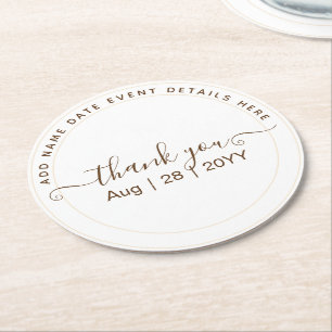 Klassischer weißer Text nur Hochzeit oder sonstige Runder Pappuntersetzer