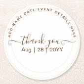 Klassischer weißer Text nur Hochzeit oder sonstige Runder Pappuntersetzer (Vorderseite)