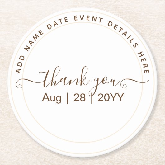 Klassischer weißer Text nur Hochzeit oder sonstige Runder Pappuntersetzer (Vorderseite)