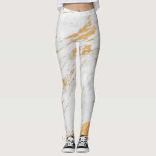 Klassischer weißer und goldener Stein Leggings