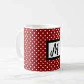 Klassischer weißer und roter Polka Dot Name Erstte Kaffeetasse (Vorderseite Links)