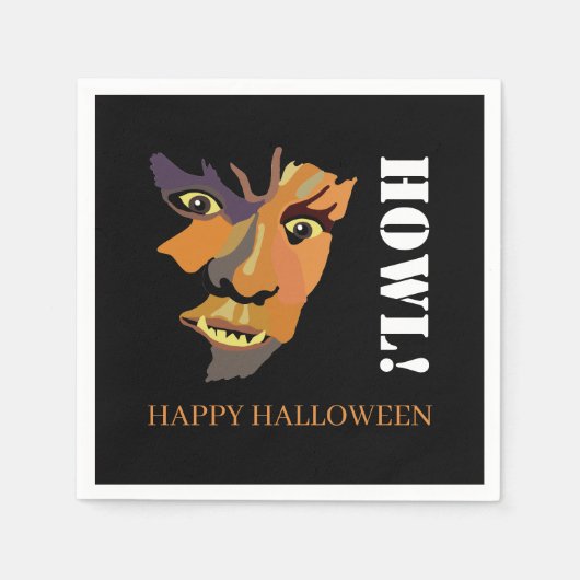 Klassischer Werwolf, glückliches Halloween Serviette (Vorderseite)