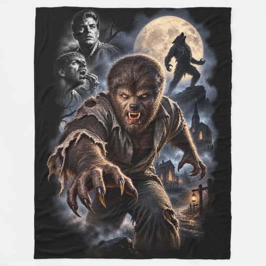 Klassischer Werwolf-Horror Fleecedecke (Vorderseite)