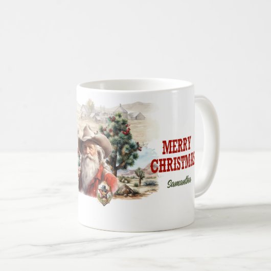 Klassischer Western mit Santa Cowboy-Hut Kaffeetasse (VorderseiteRechts)