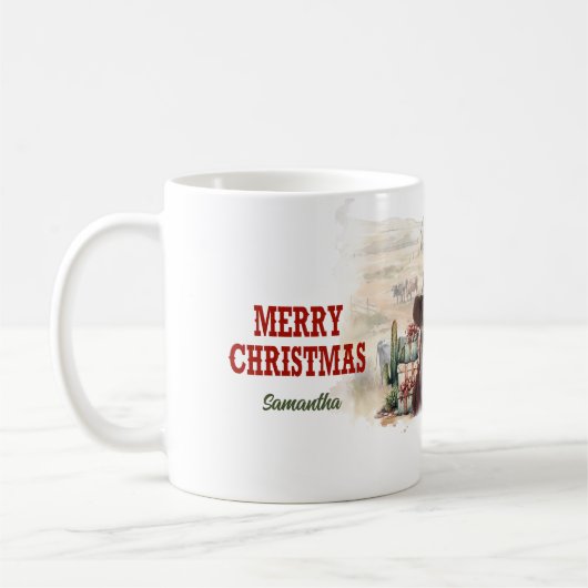 Klassischer Western mit Santa Cowboy-Hut Kaffeetasse (Links)