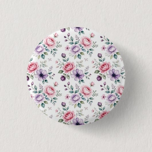 klassischer Wildblumen-Botanik-Pin-Button Button (Vorderseite)