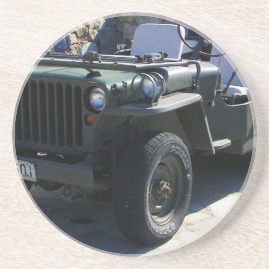 Klassischer Willys Jeep. Sandstein Untersetzer (Vorne)