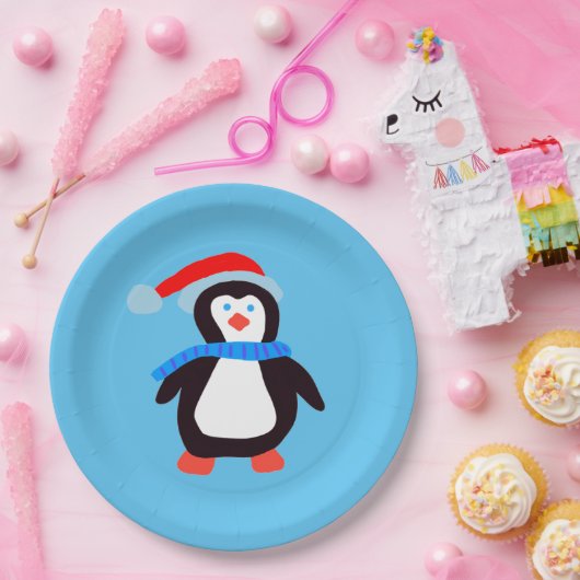 Klassischer Winterpinguin Pappteller (Party)